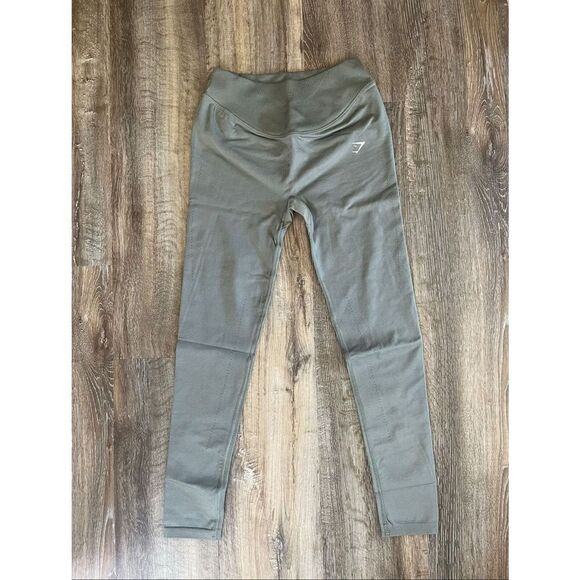 GYMSHARK Sweat Seamless Leggings Women's high waisted Olive Green Size Medium-NW - Picture 1 of 5